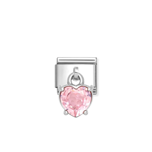 Nomination Classic Silver Pendant Charm - Pink CZ Heart