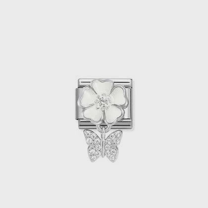 Nomination Classic Silver White Flower & CZ Butterfly Charm