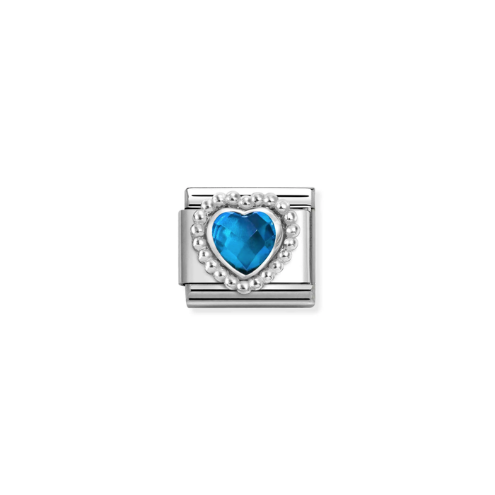 Nomination Composable Classic Silver Charm Heart Blue Dots Setting
