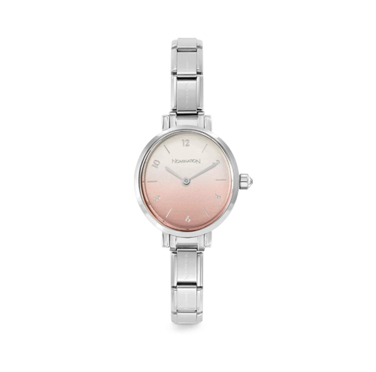 Nomination Paris Silver Watch Oval Colour Fade Face - Pastel Pink