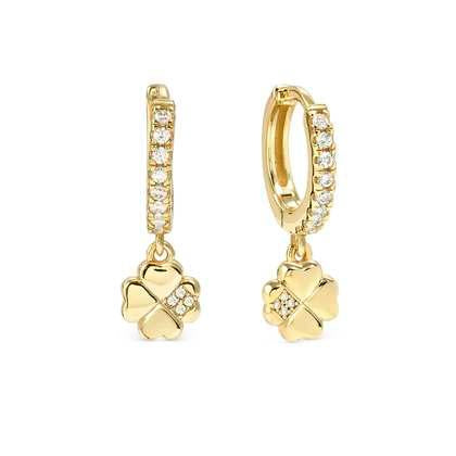 Nomination Petit Sparkle Hoop Earrings - Gold Clover
