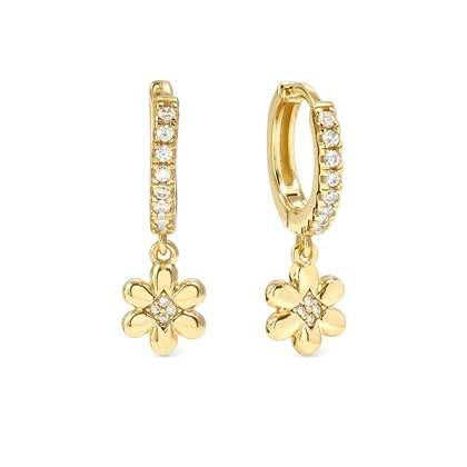 Nomination Petit Sparkle Hoop Earrings - Gold Flower