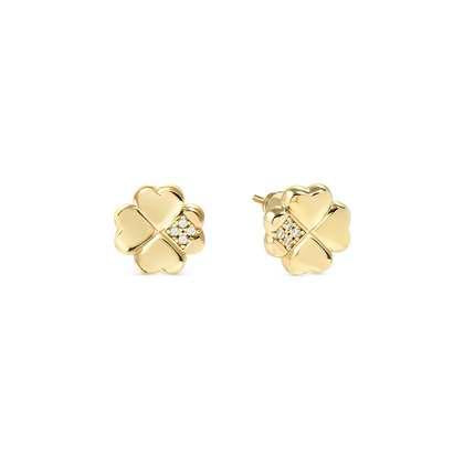 Nomination Petit Sparkle Stud Earrings - Gold Clover