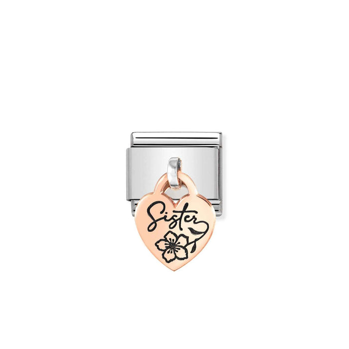 Nomination Rose Gold Heart Pendant Charm - Sister