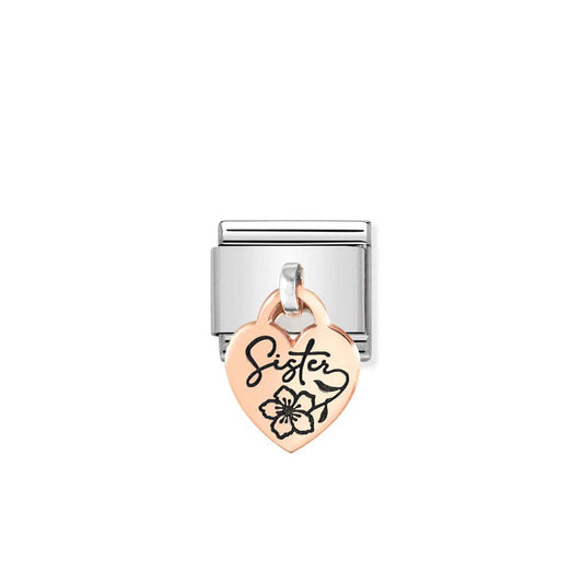 Nomination Rose Gold Heart Pendant Charm - Sister