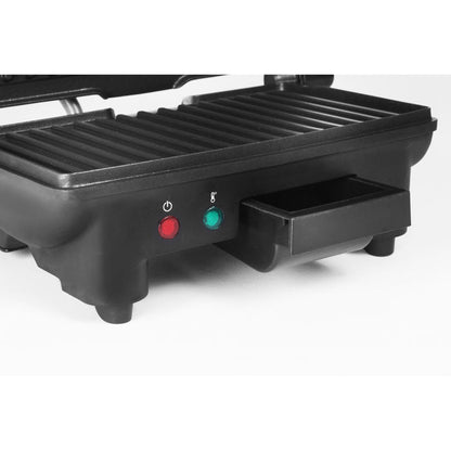 Pull-out grease drawer and indicator lights.