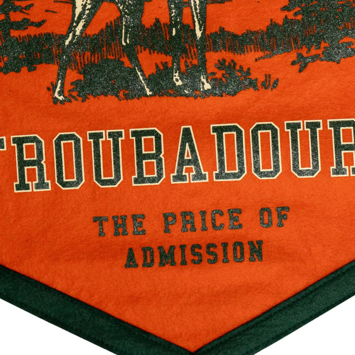 Forager Provisions LTD Oxford Pennant Turnpike Troubadours felt camp flag in orange with stag graphic and text