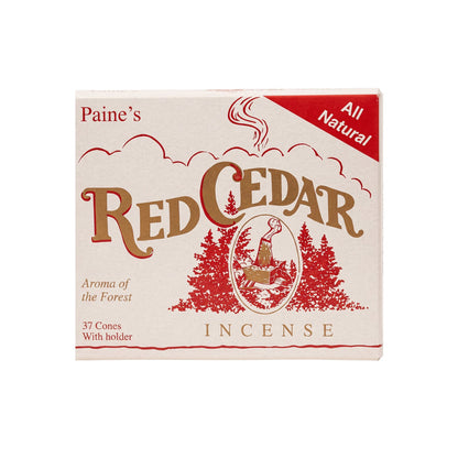 Forager Provisions LTD PAINES red cedar incense cones box with 37 natural wood-scented cones and holder