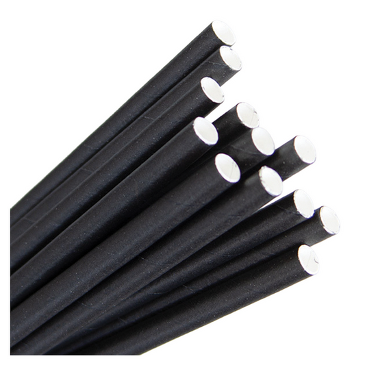 Paper Jumbo Straight Straws Black x 250
