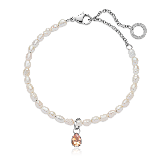 Peach Stone Charm Silber