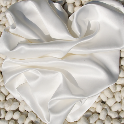 silkow Pillowcase S22 100% Pure Silk Satin With Narrow Edge on a background of silk yarns