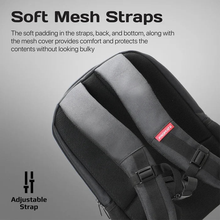 Promate Satchel Sleek Laptop Backpack 15.6Inch, Grey