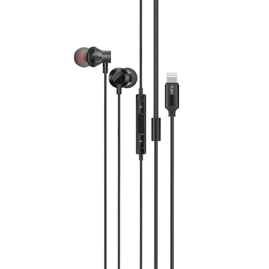 Promate Vibe-LT MFI Ergonomic IN-EAR Wired Lightning Earphones, Black