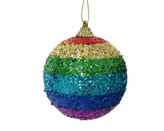 Rainbow Glittered Foam Bauble - 8cm