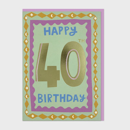 Raspberry Blossom Happy 40th Birthday Greetings Card