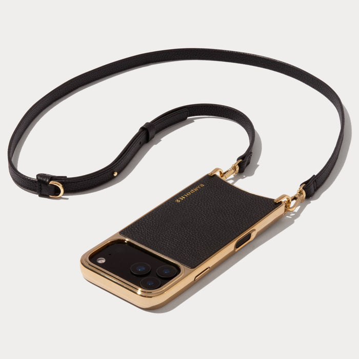 Rayna Chrome Crossbody Phone Case - Black/Gold