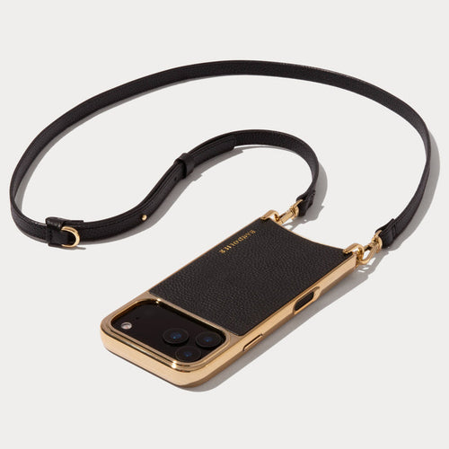 Rayna Chrome Crossbody Phone Case - Black/Gold