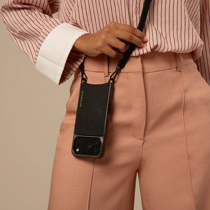 Rayna Chrome Crossbody Phone Case - Black/Pewter