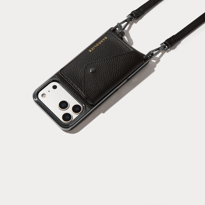 Remi Chrome Magnet Wallet Crossbody Phone Case - Black/Pewter