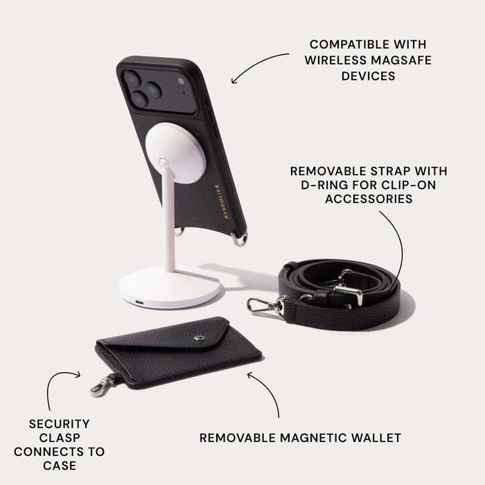 Remi Magnet Wallet Crossbody Phone Case - Black/Silver