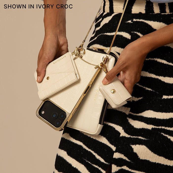 Remi Magnet Wallet Crossbody Phone Case Essentials Set - Dark Leopard/Gold