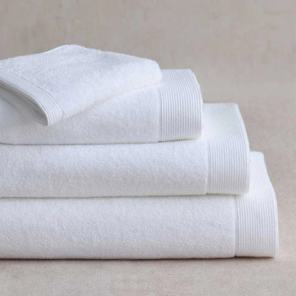 Stack of Renew Towel White on a neutral background
