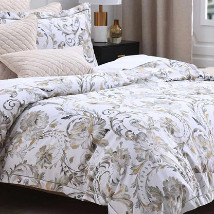 Ruben Duvet Cover Set on a bed in a bedroom setting.