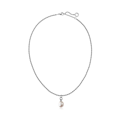 Set Solid Pearl Charm und Halskette Silber