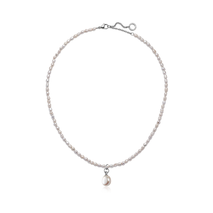 Set Solid Pearl Charm und Halskette Silber