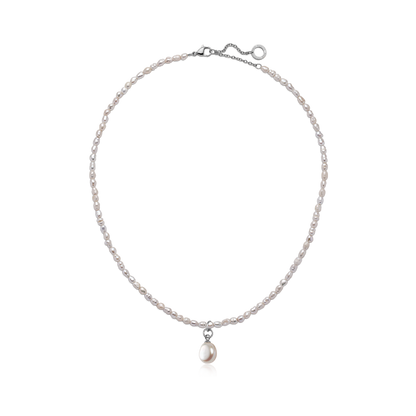 Set Solid Pearl Charm und Halskette Silber