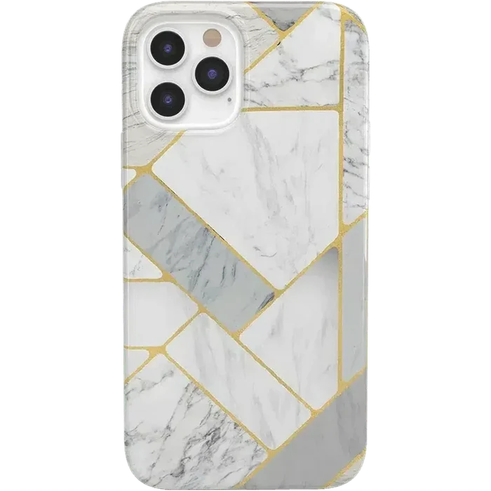 Sharp Lines | Geo White and Gold Marble Case iPhone Case get.casely Classic iPhone 12 Pro
