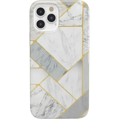 Sharp Lines | Geo White and Gold Marble Case iPhone Case get.casely Classic iPhone 12 Pro