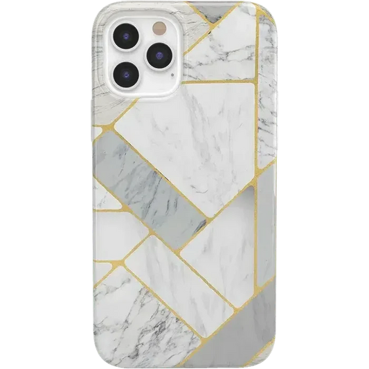 Sharp Lines | Geo White and Gold Marble Case iPhone Case get.casely Classic iPhone 12 Pro