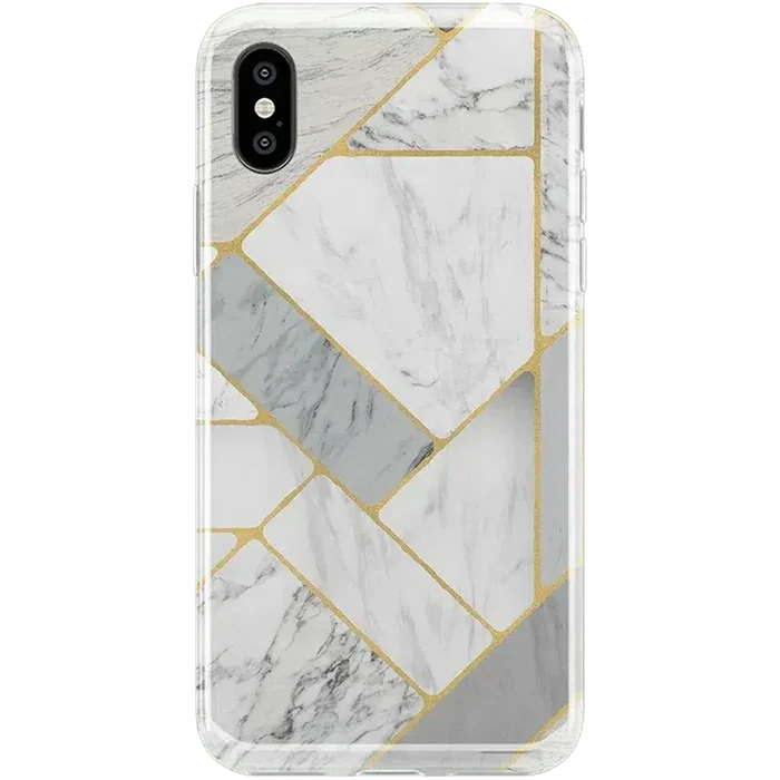 Sharp Lines | Geo White and Gold Marble Case iPhone Case get.casely Classic iPhone X / XS