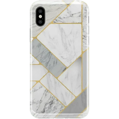 Sharp Lines | Geo White and Gold Marble Case iPhone Case get.casely Classic iPhone X / XS