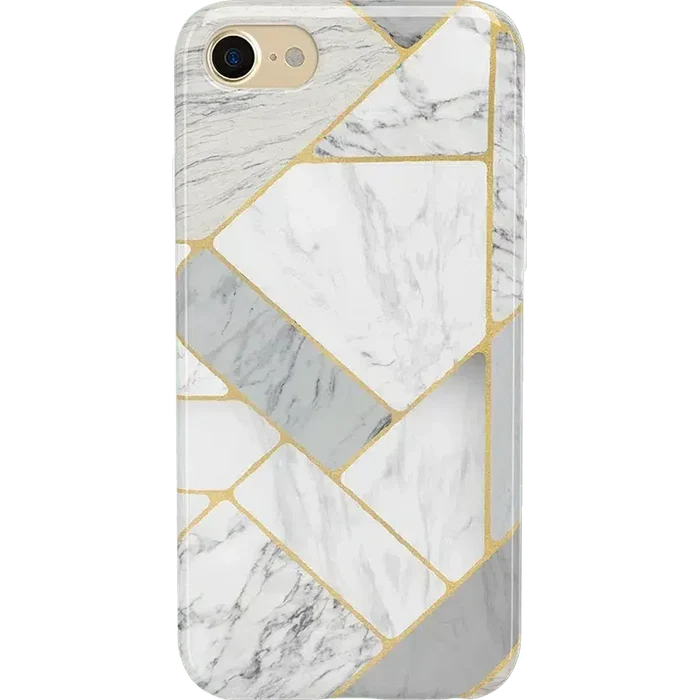 Sharp Lines | Geo White and Gold Marble Case iPhone Case get.casely