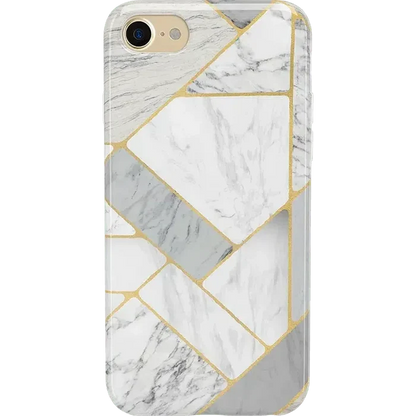 Sharp Lines | Geo White and Gold Marble Case iPhone Case get.casely