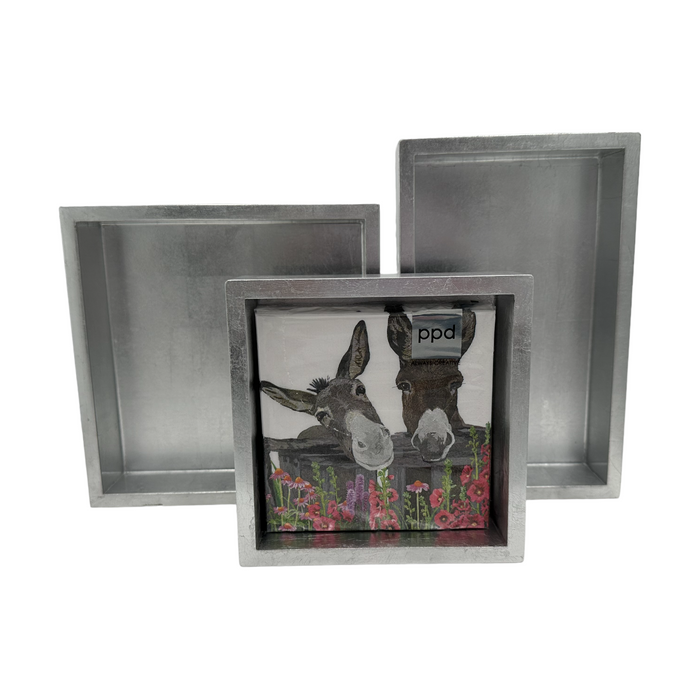 Silver Lacquer Napkin Holders