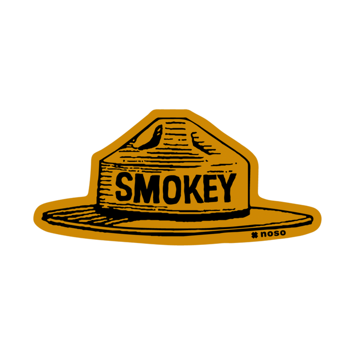 Forager Provisions LTD Smokey Bear ranger hat peel-and-stick repair patch in tan and black for outdoor gear.