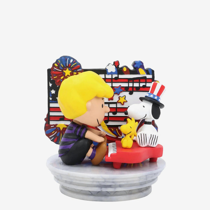 Snoopy & Schroeder Peanuts Independence Day National Anthem Sound Chip Mini Bobblehead Scene