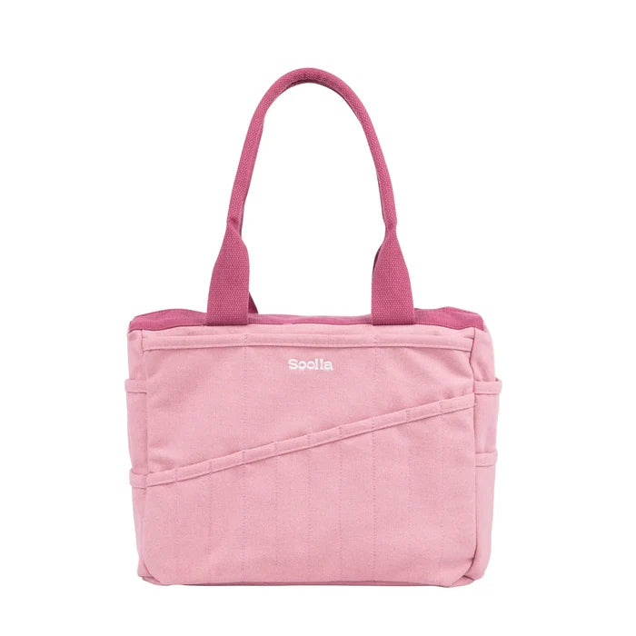 Soolla Studio Pottery Artist Bag in Desert Rose Pink offers chic studio organization and side pockets for pottery tools.