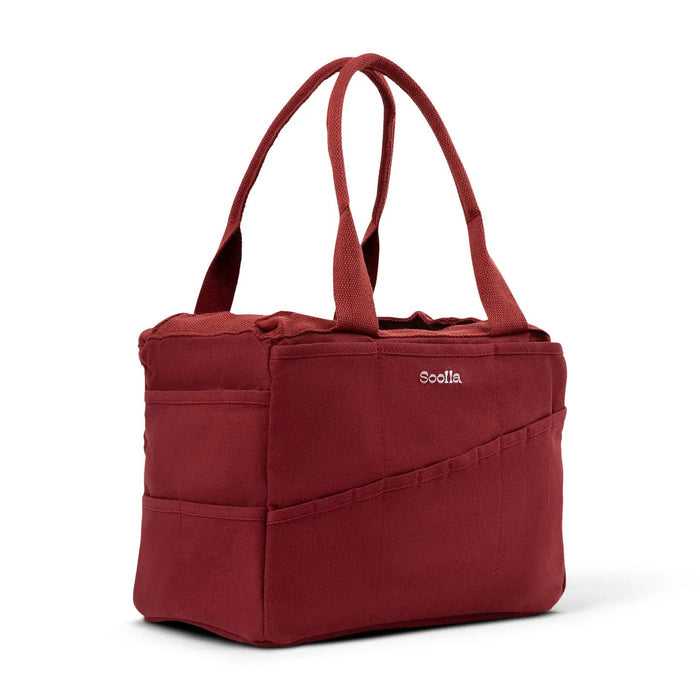 Forager Provisions LTD Soolla Studio pottery artist bag in sangria red duck canvas with multiple storage pockets