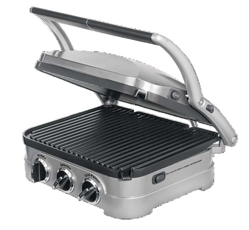 Silver and black grill on a white background