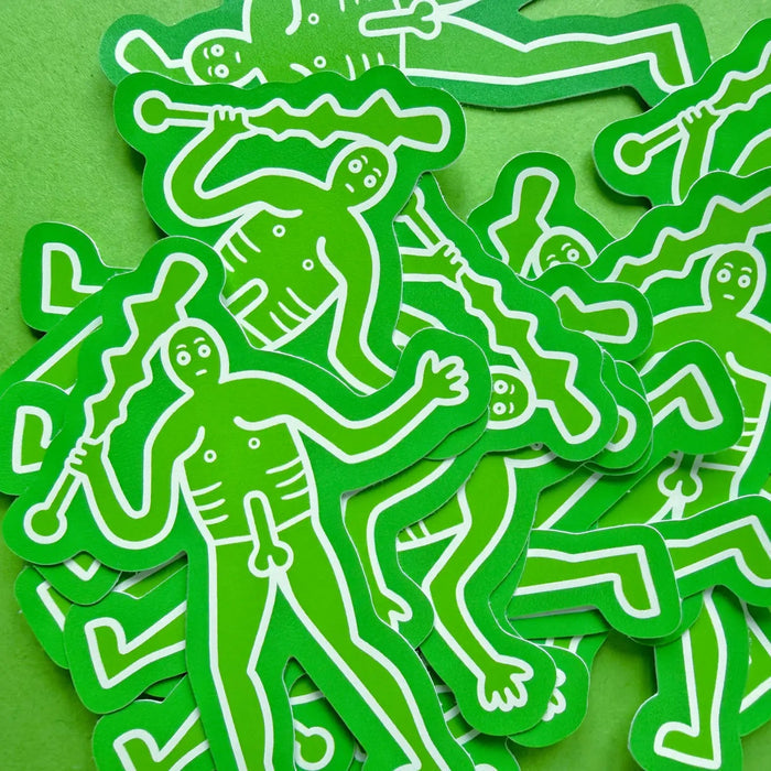Forager Provisions LTD Cerne Giant vinyl sticker featuring a bright green illustration of the iconic Dorset figure.