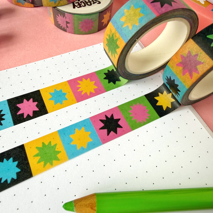 Stacey McEvoy Caunt Rainbow Star Grid Pattern Washi Tape