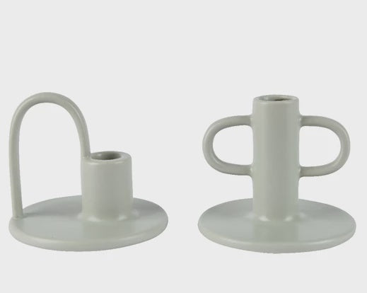 Stoneware Candle Holder - Mint Green