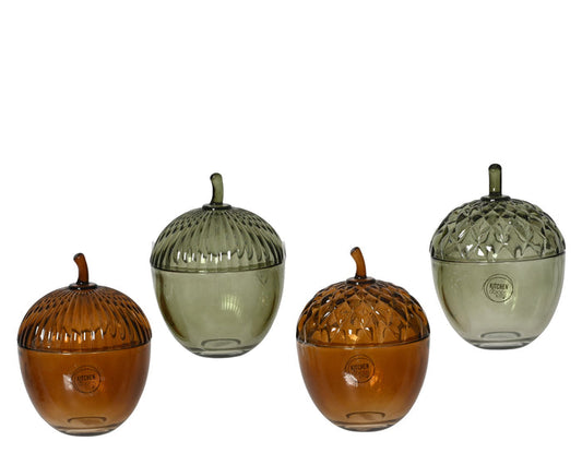 Tall Acorn Shaped Glass Storage Jar