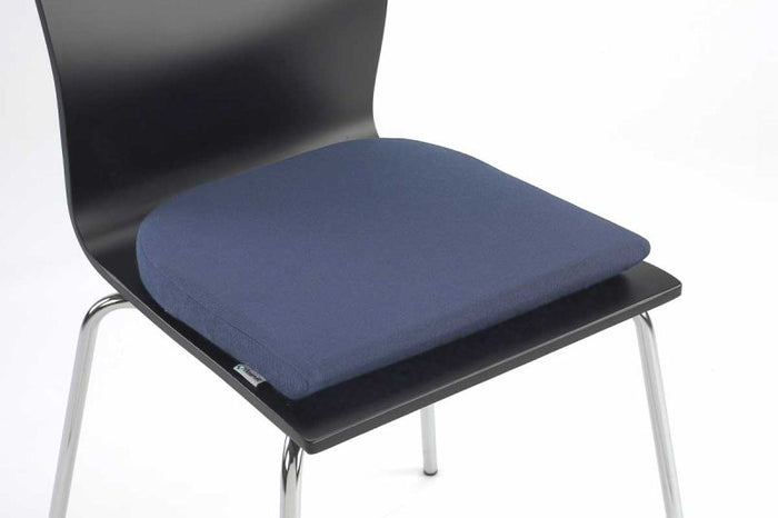 Tempur seat pad on a black chair on a white background