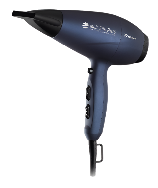 Blue hair dryer with 'Tribest' branding on a white background