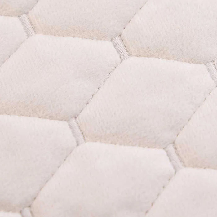 Close-up of a textured Turner Bedrunner Latte fabric surface